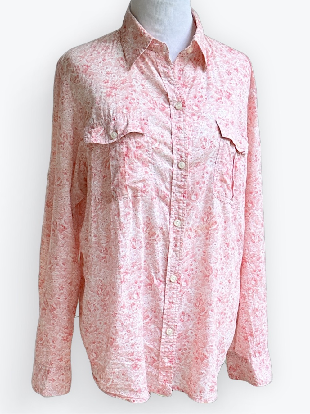 Romantic Soft Girl Prairie Ditzy Floral Lauren Jeans Co Button Front Shirt ~ L